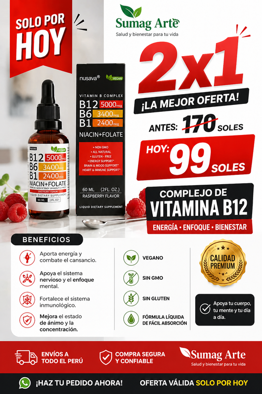 🔥 Complejo Vitamina B12: Energía Total -  OFERTA SOLO POR HOY 2X1😱😱🔥