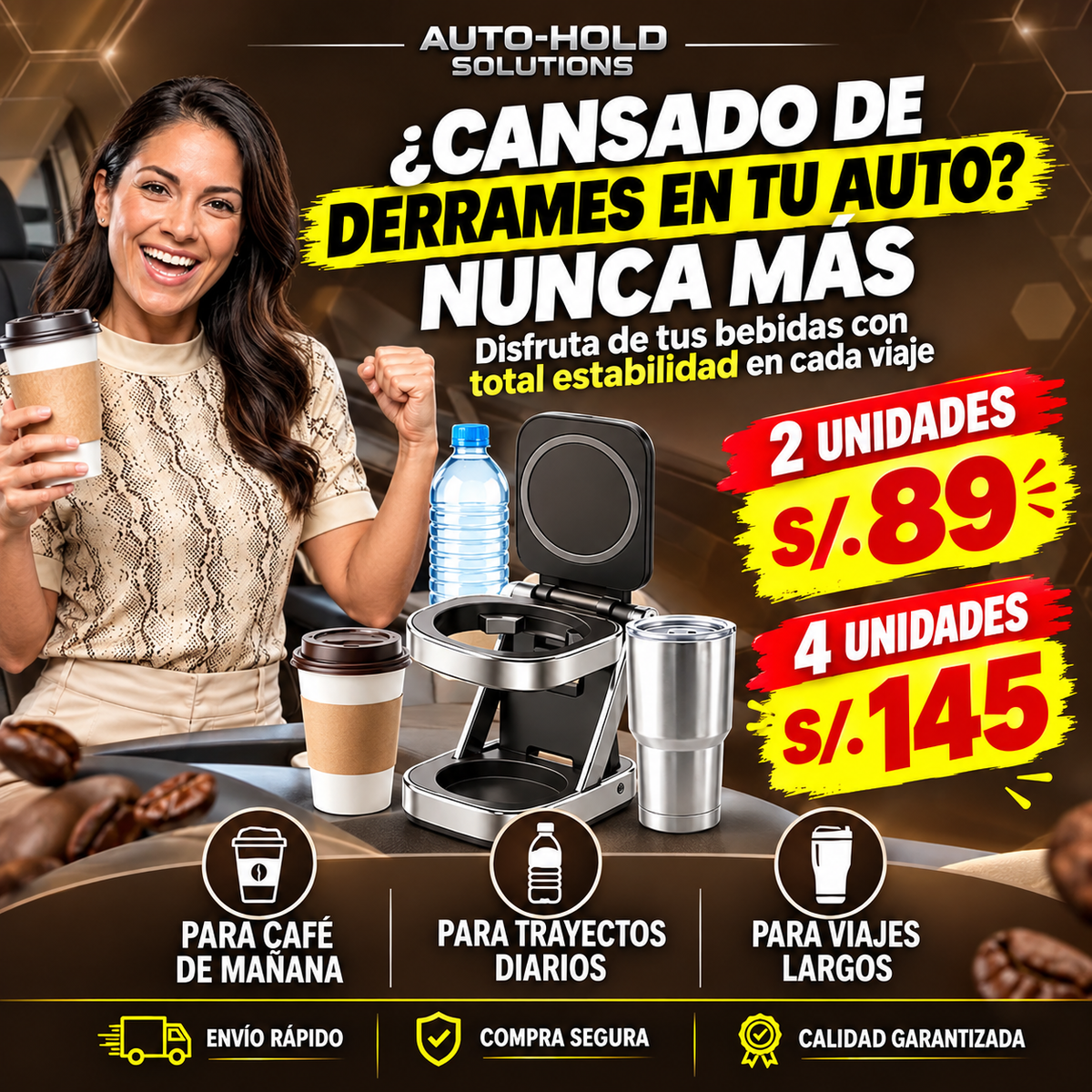 Soporte plegable para vasos de coche