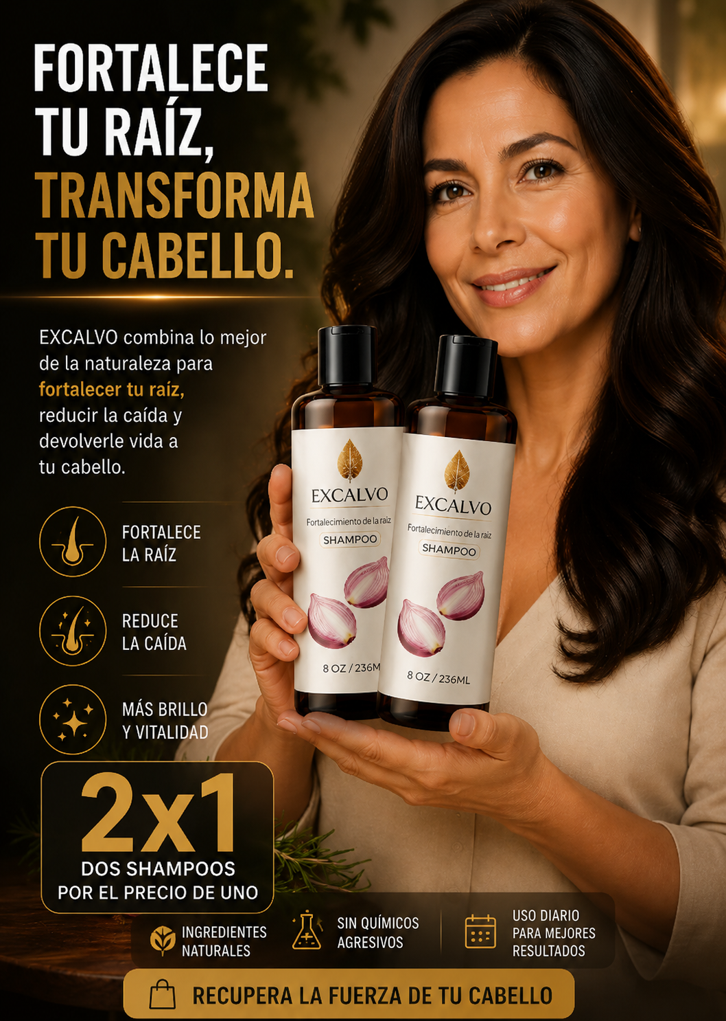 🌿 EXCALVO NATURAL: FORTALECE TU RAÍZ Y RECUPERA TU CABELLO DESDE LA PRIMERA LAVADA ✨