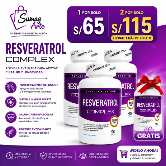 RESVERATROL COMPLEX 🔥 ✨ ¡Energía, juventud y bienestar en una sola cápsula llevate 2 y el siguiente te lo regalamos! ✨