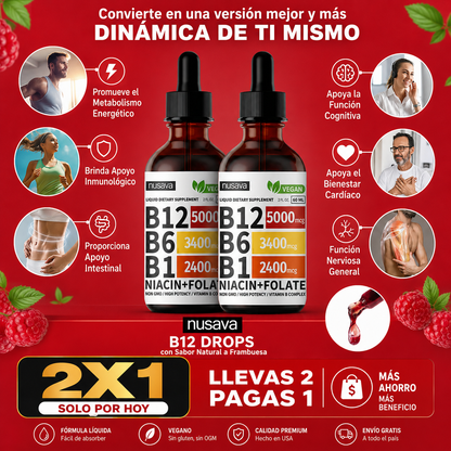 ⚡ Recupera Tu Energía, Enfoque y Vitalidad con Vitamina B12 Líquida de Alta Potencia | ¡HOY LLEVAS 2X1!