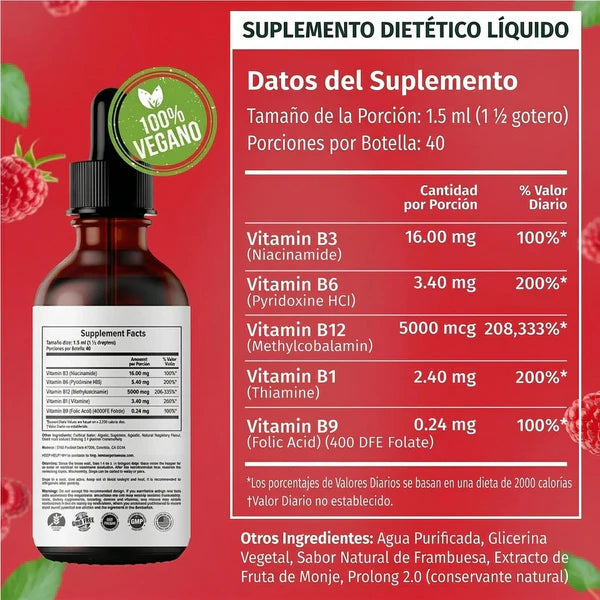 ⚡ Recupera Tu Energía, Enfoque y Vitalidad con Vitamina B12 Líquida de Alta Potencia | ¡HOY LLEVAS 2X1!